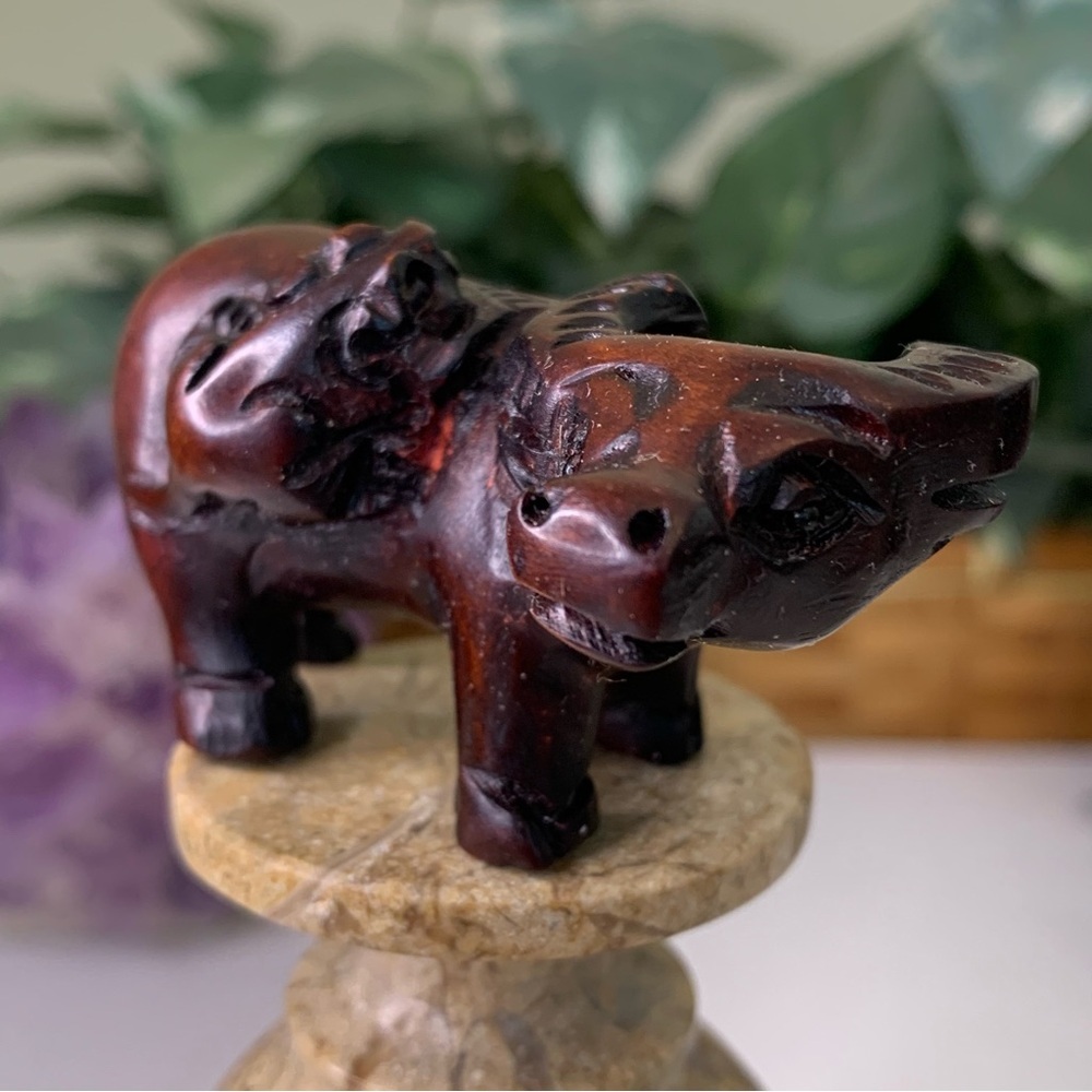 Vintage Boxwood Ox With Monkey Netsuke Hand Carved Animal Figurine Wood Carving - Picture 3 of 13